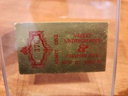 "The Velvet Underground & Chapter 5" Gold Foil Ticket, Nov. 21st 1969 Gresham Oregon