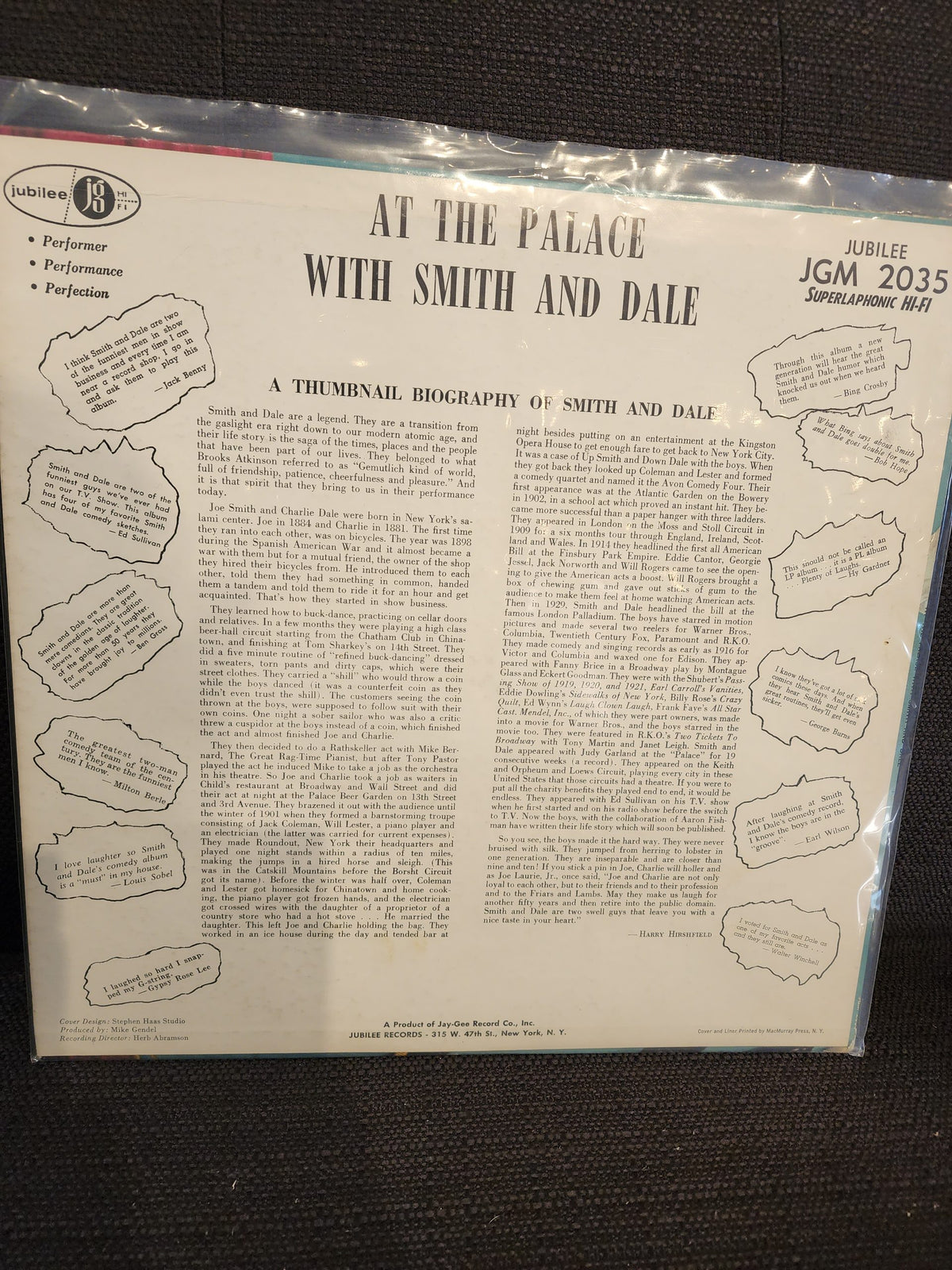 [USED] KRONKITE, WALTER At The Palace With Smith and Dale LP