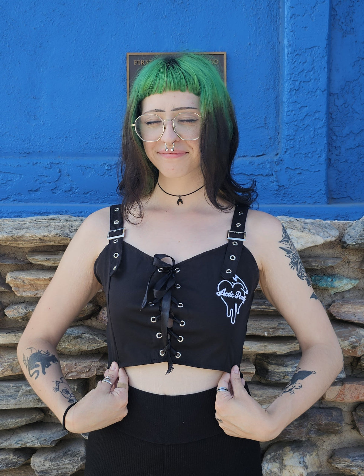 Black Lace-up Cami