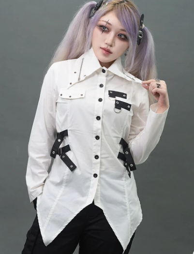 Button-Up Belted Blouse