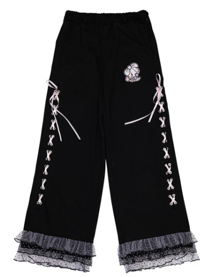 Devilishly Pink Lace-Up Pants