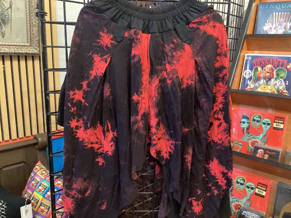 Red Flowy Moss Illusion Pants