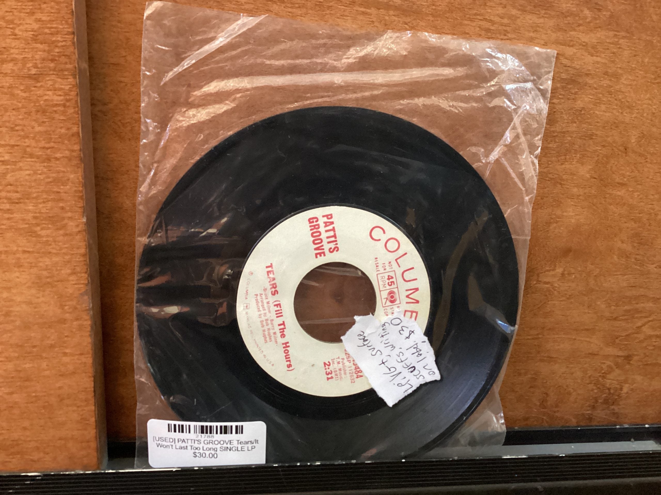 [USED] PATTI'S GROOVE Tears/It Won't Last Too Long SINGLE LP
