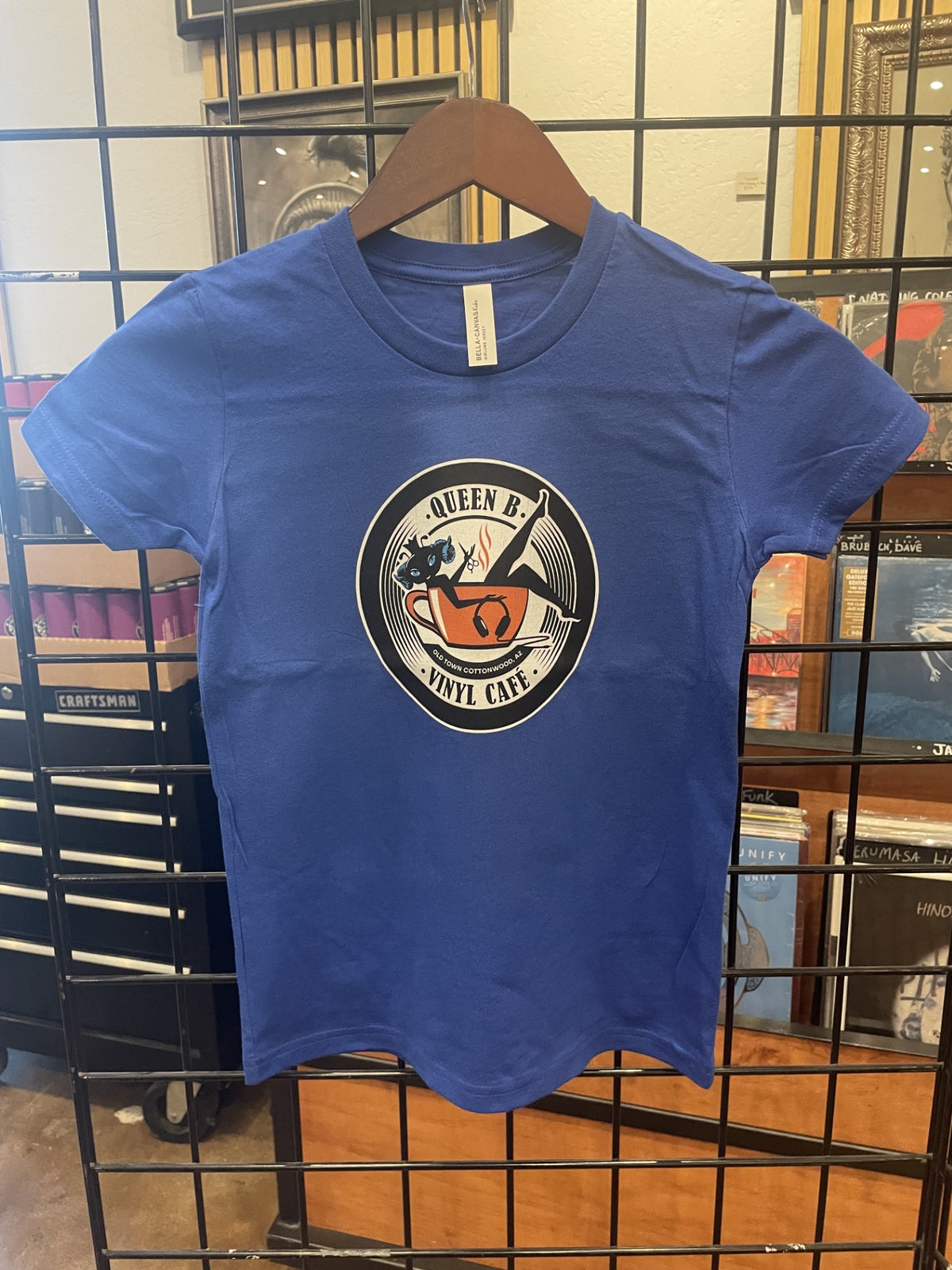 Queen B Vinyl Cafe Logo Youth DTG Shirt - Blue